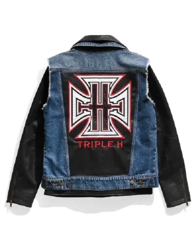 Triple H WWE Denim Leather Jacket