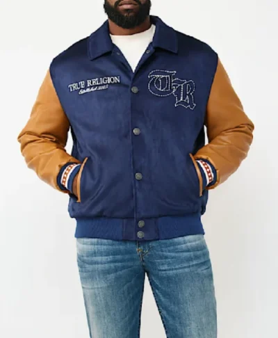 True Religion Serpent Logo Vintage Bomber Jacket