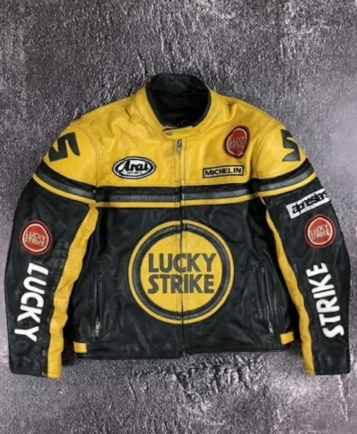 Yellow Black Lucky Strike Leather Jacket Edition