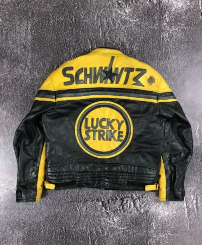 Yellow Black Lucky Strike Leather Jacket Edition