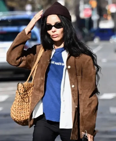 Zoe Kravitz Brown Jacket NYC 2026