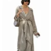 Zoe Kravitz Style Grey Long Trench Coat