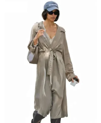 Zoe Kravitz Style Grey Long Trench Coat