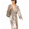 Zoe Kravitz Style Grey Long Trench Coat