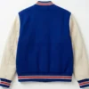 blue white varsity jacket