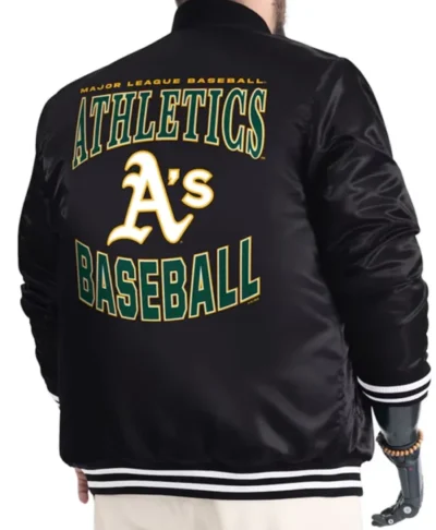 buy Athletics Starter Black Adaptive Full-Snap Varsity Jacket