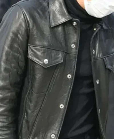 buy BTS Suga Min Yoon-gi Leather Black Jacket