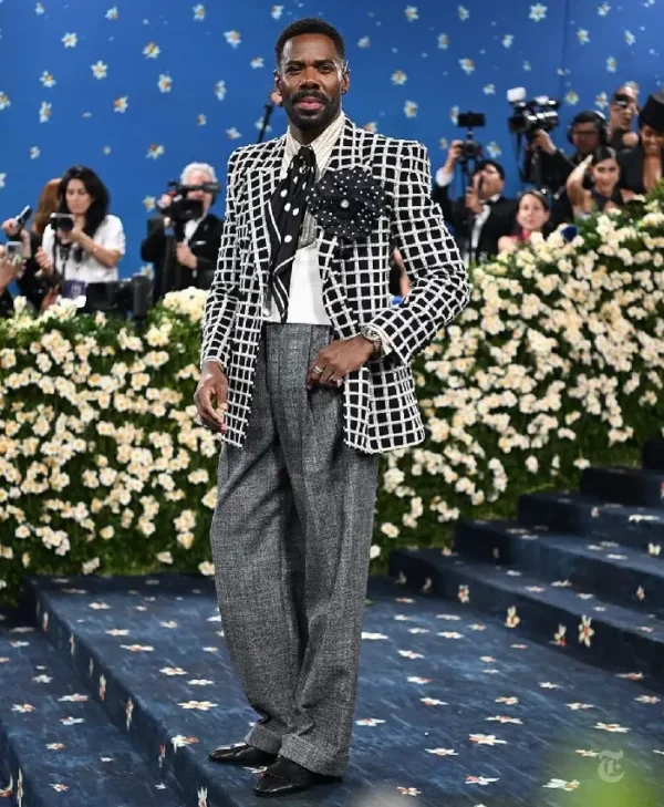 buy Colman Domingo Met Gala 2025 Black Checkered Blazer