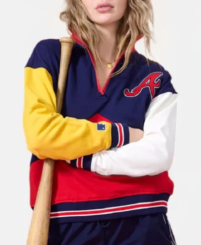 buy Colorblock Atlanta Braves Quarter-Zip Sweatshirt