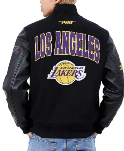 buy LA Lakers City Arch Black Varsity Jacket
