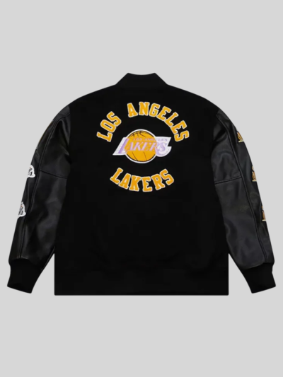 buy Los Angeles Lakers Black Out Vintage Logo Varsity Jacket