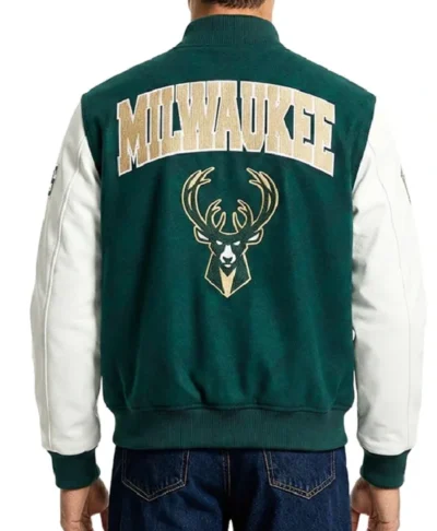buy Milwaukee Bucks City Arch Black Varsity Jacket