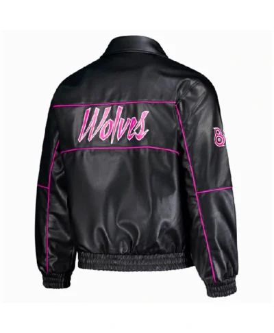 buy Minnesota Timberwolves City Edition Black Leather Jacket
