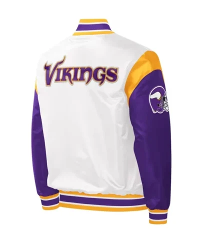 buy Minnesota Vikings White Purple Varsity Satin Jacket
