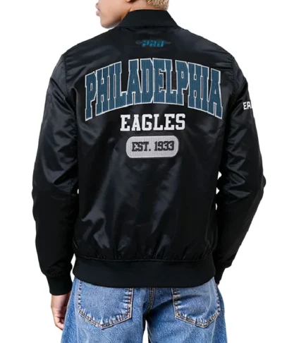 buy Philadelphia Eagles City Arch Black Satin Jacket