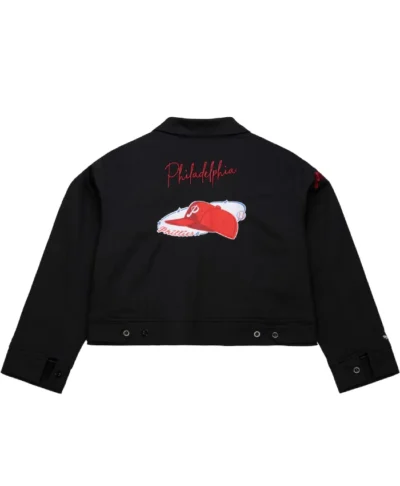 buy Philadelphia Phillies Cropped Mechanic Black Jacket