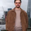 buy Theo James Press Junket Brown Suede Jacket