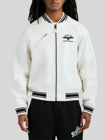 order Avirex Stadium Embroidered Leather Jacket