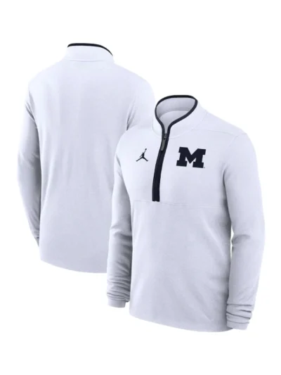 shop Dusty May Michigan Wolverines Half-Zip Sweatshirt
