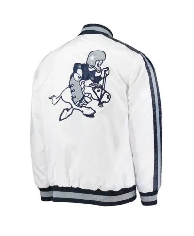 shop Starter White Dallas Cowboys Throwback D LINE Full Snap Satin Jacket
