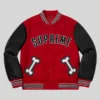 shop Supreme Bone Varsity Jacket