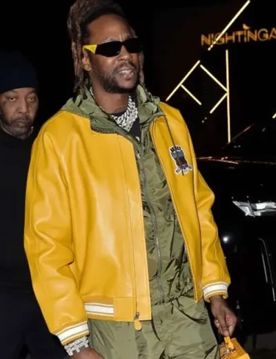 2 Chainz Celebrity Yellow Leather Jacket for Men