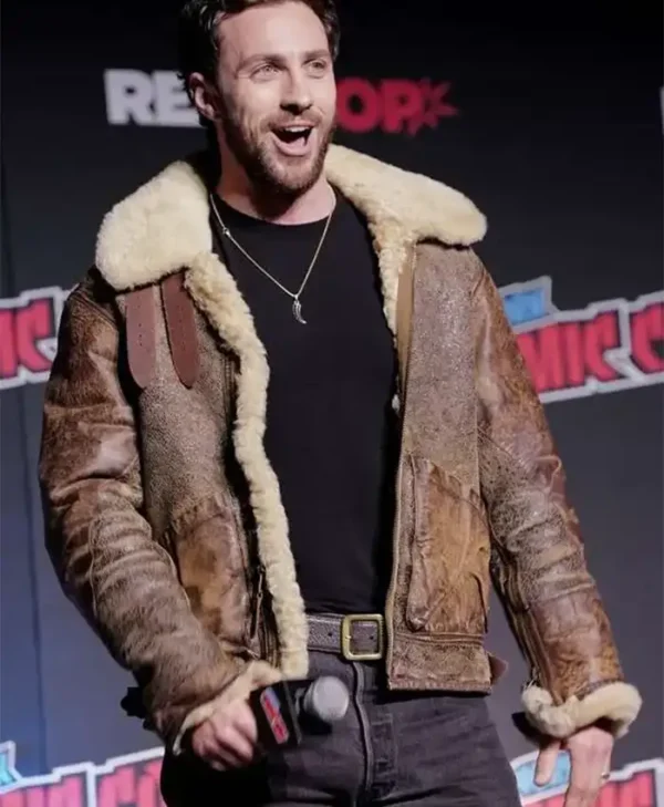 Aaron Taylor-Johnson Comic Con Shearling Leather Jacket