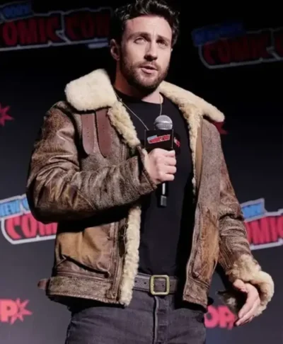 Aaron Taylor-Johnson Comic Con Shearling Leather Jacket
