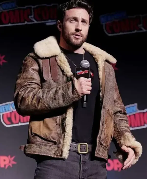 Aaron Taylor-Johnson Comic Con Shearling Leather Jacket