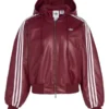 Adidas Originals FW25 Wine Red Leather Jacket