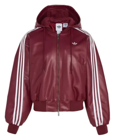 Adidas Originals FW25 Wine Red Leather Jacket
