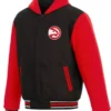 Atlanta Hawks Black Red Wool Bomber Jacket