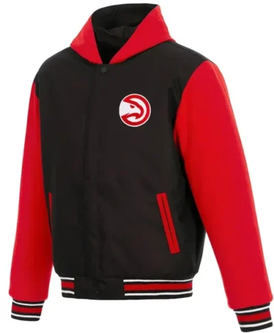 Atlanta Hawks Black Red Wool Bomber Jacket