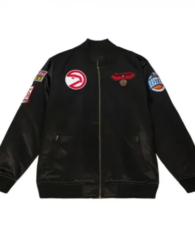 Atlanta Hawks Black Satin Bomber Jacket
