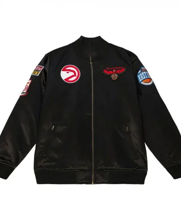 Atlanta Hawks Black Satin Bomber Jacket