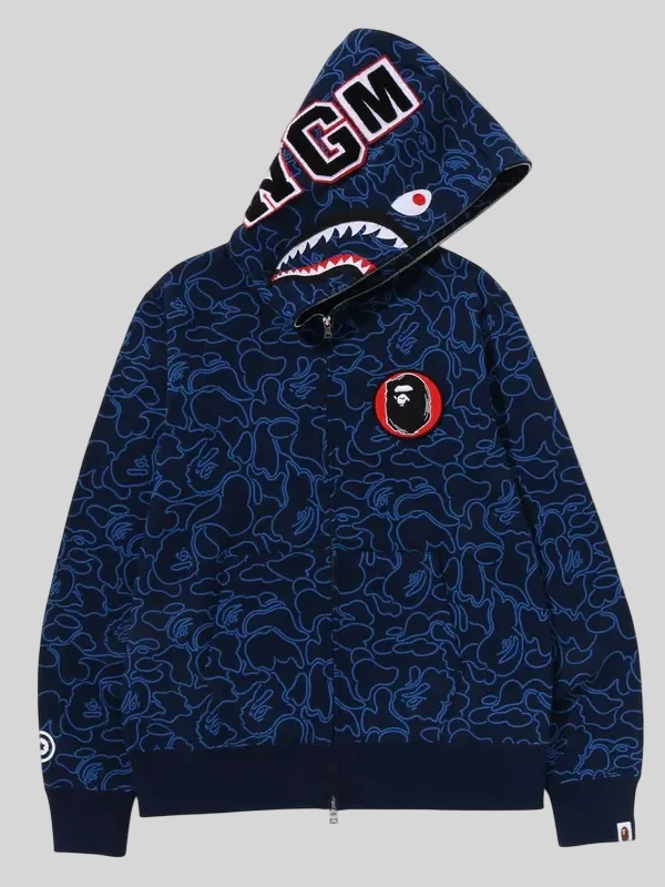 Bape 30th Anniversary Shark Camo Blue Hoodie
