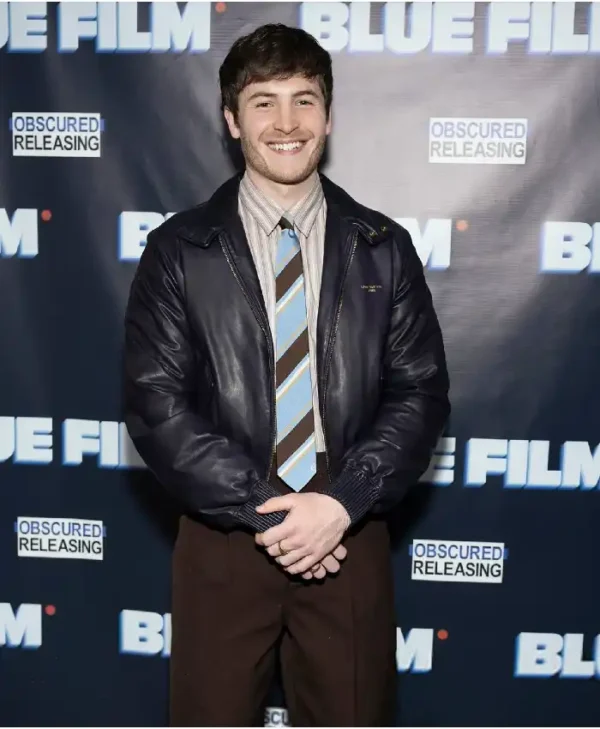 Blue Film Premiere 2026 Kieron Moore Leather Bomber Jacket