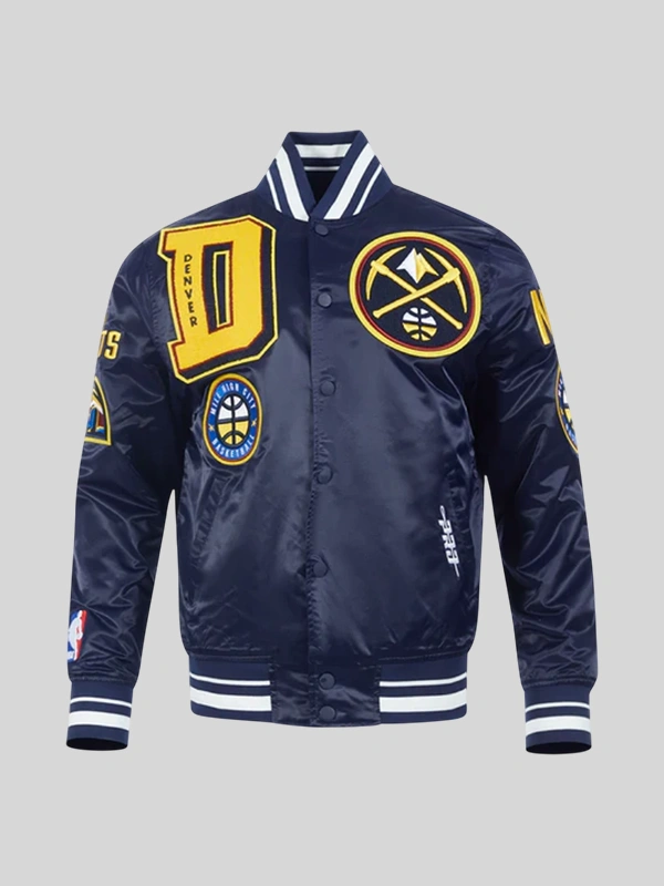Denver Nuggets Mashup Rib Satin Varsity Jacket