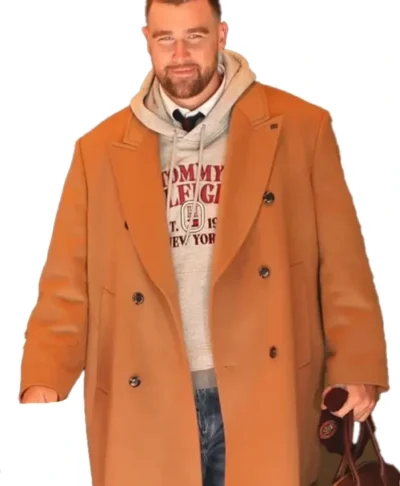 Elegant Travis Kelce Inspired NYC Brown Coat