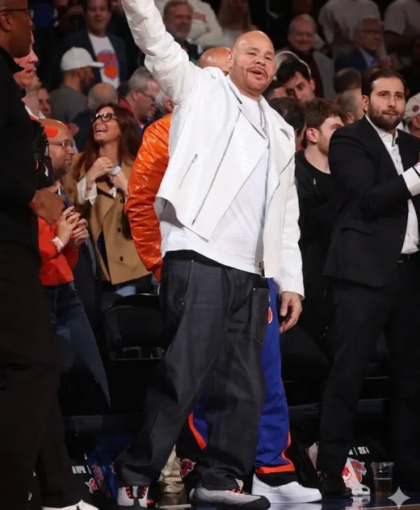 Fat Joe Knicks vs Cavaliers Game 2 White Biker Jacket