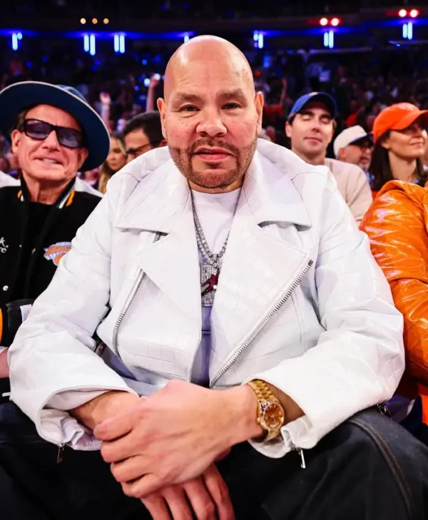 Fat Joe Knicks vs Cavaliers Game 2 White Biker Jacket