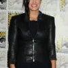 Gina Carano Comic Con Black Leather Jacket