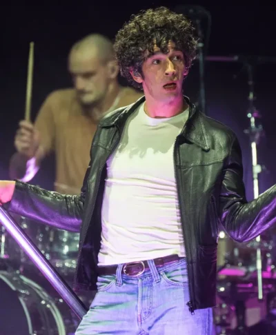 Glastonbury Matty Healy Black Leather Jacket Edition