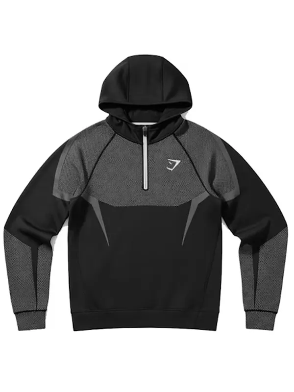 Gymshark Onyx 5.0 Seamless Black and Grey Hoodie