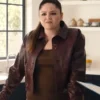 Hacks S05 Megan Stalter Burgundy Leather Jacket