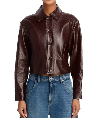 Hacks S05 Megan Stalter Burgundy Leather Jacket