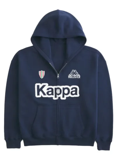 Hollister x Kappa Boxy Zip-Up Logo Graphic Hoodie
