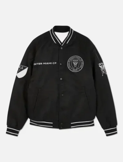 Inter Miami CF Black Full Snap Bomber Jacket