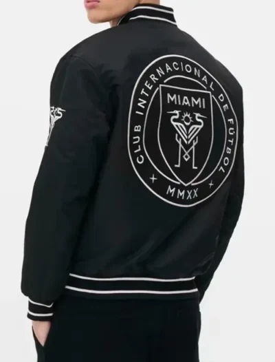 Inter Miami CF Black Full Snap Bomber Jacket