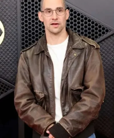 Jack Antonoff Grammy Awards Brown Leather Jacket